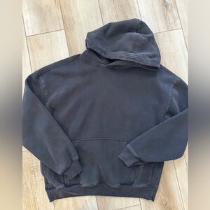 Hollister Men’s M Hoodie Boxy Fit Fleece Sweatshirt Washed Black Zipper Pocket